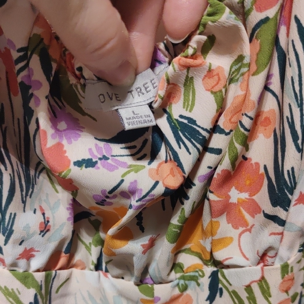 Love Tree Floral Romper Size L Spaghetti Strap Summer Romper Boho Beach Vacation - Picture 4 of 5